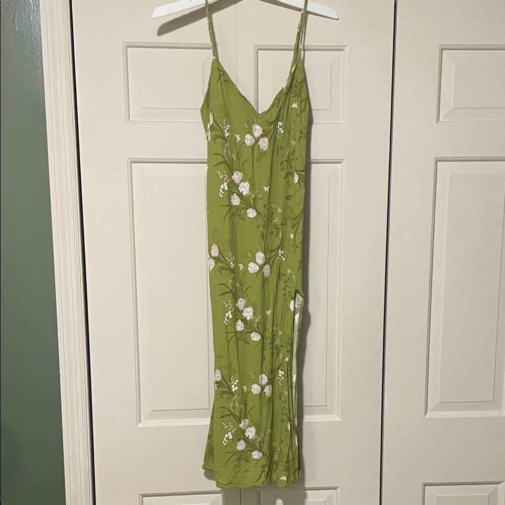 Reformation Green Floral Dress